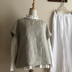 フランス サフィラン社リネン（淡い麻色）で作ったゆったりベスト