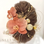 〖NEW〗ブライダル/ウェディング/白無垢/和装/成人式/卒業式/結婚式/ 胡蝶蘭 ヘッドドレス 水引 金箔 329