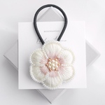 【ホワイト】お花刺繍の2wayヘアゴム 