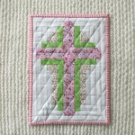 十字架ミニキルト、イースタークロスマグラグ、春クロス壁飾り、spring cross mini quilt, cross wall hanging, キリスト教贈り物