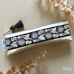 再販🌿インド刺繍リボンの大人ペンケース dark blue♡