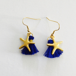 スターフィッシュとタッセルの夏ピアス blue