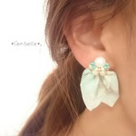 バンダナ×ビジューピアス・イヤリング/アクア