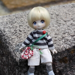 オビツ11サイズ ブラック杢×白 ボーダーカットソー＆パンツ セット