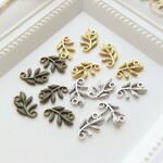 3色24個・15×9mm・葉っぱのコネクター・アンティークゴールド・アンティークシルバー・金古美・21022202