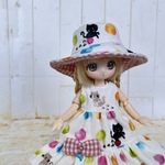  ワンピとキャペリンハット   ネコちゃん　オビツ11、ピコニーモP用