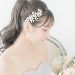 【ha15】ウェディング　ヘアアクセサリー  シルバー　パール　ヘアコーム　ブライダル