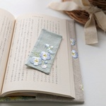 ミシン刺繍　しおり　ネモフィラ