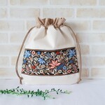 インド刺繍リボン 巾着ポーチ お出かけポーチ ブルー系