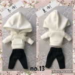 ねんどろいどどーる　服　ポケットに手を入れれるパーカー・白色&ズボン　no.13