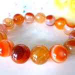 💗mamochinさま♪お取り置き🍊１点もの🍊☆魔よけ★厄除け★災難バリアー☆オレンジ天眼石☆オレンジバンデット☆アイアゲート☆　☆大珠１４ｍｍ☆　☆１７ｃｍ☆