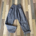 サルエルロングパンツ  綿麻ヒッコリー　岡山デニム