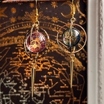 魔法陣天球儀の歯車スチームパンク ピアス　イヤリング★球体宇宙レジン　メンズアクセサリーにも★