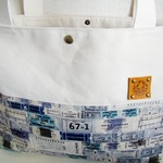 スタンプ・コラージュ☆たっぷりトート☆帆布＆本革タグ