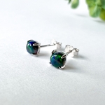 ブラックオパール×シルバー　シンプルスタッドピアス