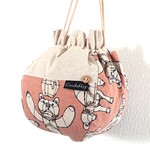 【SALE】▼Frill Colon 巾着／中size▼ 北欧テイストKOKKA／ ワイヤーBEAR(サーモンピンク)   