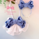 ペット用カチューシャ&チョーカー　セット💙ライトブルーデニム風①💙🎀安全首輪タイプチョーカー🎀Ailebyirodori🎀