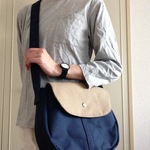 ショルダーＳ　コン×ベージュ　帆布