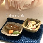再販　hand madeミニチュア ドールハウス　カレイの煮付けとれんこんの金平