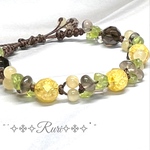 ༅೫小さな向日葵の花冠೫༅ 天然石 パワーストーン ブレスレット　#minne_new #マクラメ#ひまわり