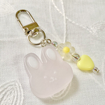 ♡グミ風うさぎのキーホルダー　ピンク×ホワイト♡