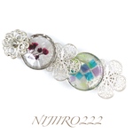 8㎝タイプ　透かしレースと押し花のヘアクリップ　☆送料無料  #ヘアアクセサリー　#シルバー　#レジン