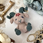 ミニ悪魔の手乗りあみぐるみ　アクセサリー付きデーモン