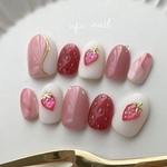 strawberry milk nail　いちごみるくネイル