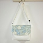  【缶コーヒーより軽い】軽ふわショルダーバッグ  デニム×帆布ブルーアジサイ