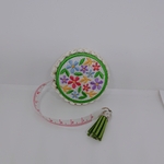 マカロンメジャー  刺繍  小花模様  グリーン