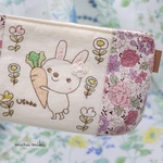 うさぎと人参 刺繍ポーチ　再販