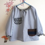 蝶ネクタイぞうさんスモック　ブルー