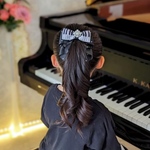 リニューアル再販♡ピアノが大好きな貴女へ🎹キラキラ輝くストーンのドレープが美しいリボンのヘアクリップ