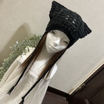 ☆ストラップ付 猫耳 コットン ニット帽☆⑬