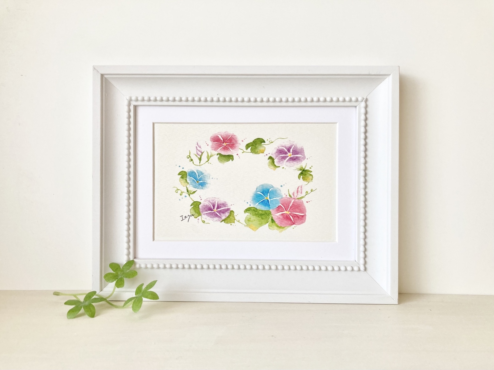 絵　絵画　水彩　朝顔　アサガオ　水彩画　水彩　プレゼント 絵 絵画 水彩 朝顔 アサガオ 水彩画 水彩 プレゼント （アサガオ