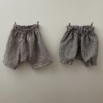 new リネンチェックのショートサルエルパンツ