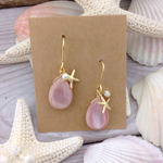 ピンクシェルドロップピアス