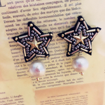 星ビーズ刺繍ピアス