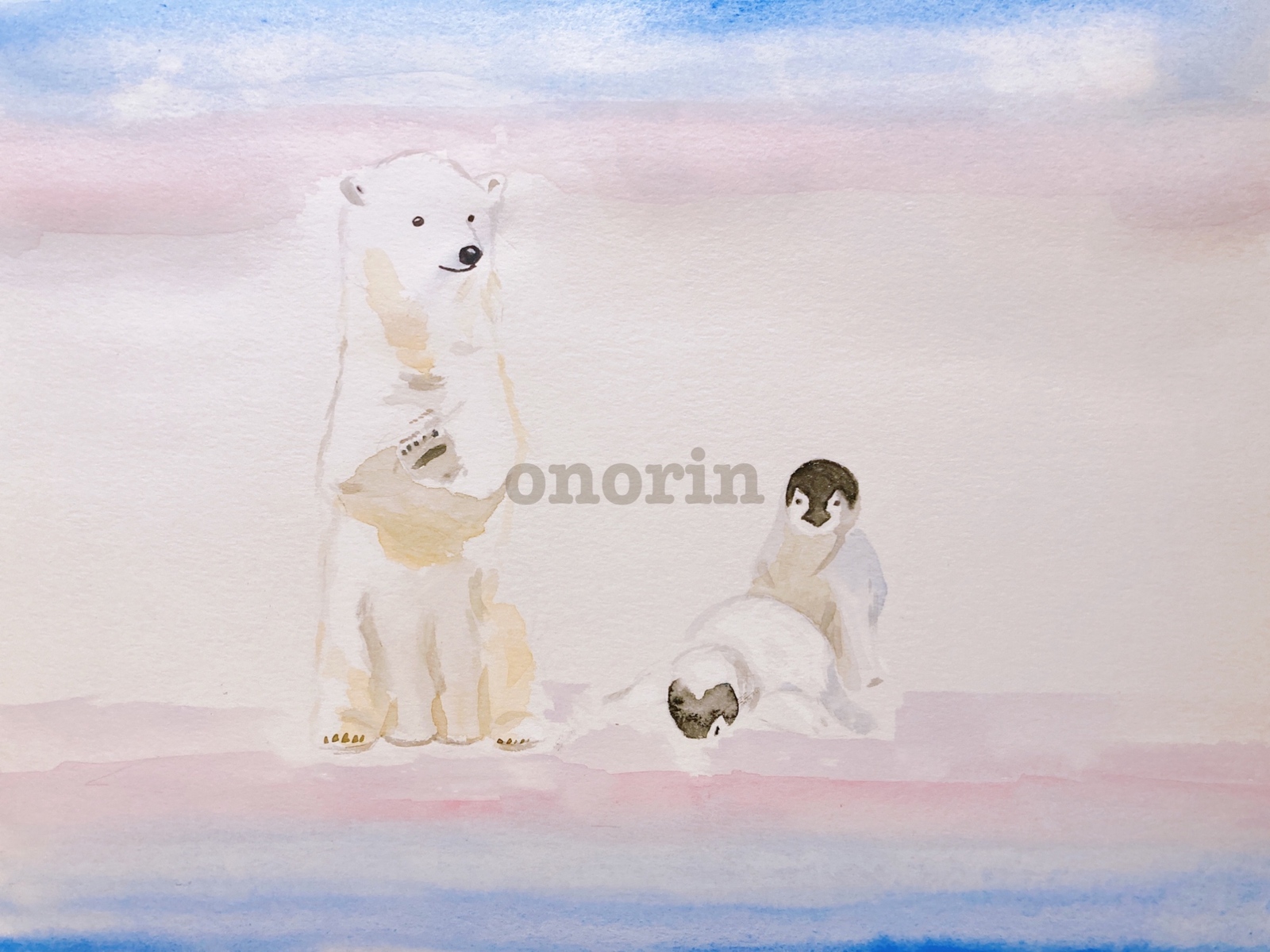 もんちゃん#18 原画 oil painting くま シロクマ もんちゃん#18 原画 oil painting くま シロクマ 絵画