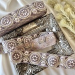 30cm/50cm  インド刺繍リボン  チュール  花柄  グレープ  #sr14