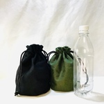 【h様専用】帆布丸底巾着ミニバッグ2点セット黒とモスグリーン