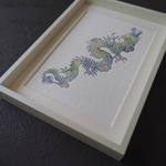 🐉森に棲む龍の活版画🐉１点もの（額入り）龍とご縁のある方へ！こちらは、ハガキサイズ
