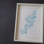 🐉海に棲む龍の活版画🐉塩釜神社の龍脈エネルギーがこめられてます！１点もの（額入り）龍とご縁のある方へ！こちらは、ハガキサイズ