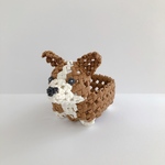 《turu927様オーダー作品》石畳編み小かご コーギー(くるみ、しっぽ無し)
