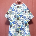 ◆sale◆ 北欧風フラワー ゆったりワンピース　blue