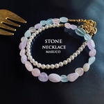 NC360-283ミックスストーンPastel＋Pearl 40+5㎝*天然石ネックレス *送料無料*