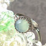 再販・ローズカット Sea Blue カルセドニー ring（８～２２号・SV925可能）