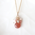 14kgf インカローズ × アクアマリン ブーケネックレスチャーム/ペンダントトップ