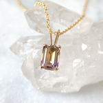 【再販】14kgf✳︎アメトリンのレクタングルファセットカットネックレス