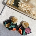  【1点もの】華やか　ボタンのインド刺繍ピアス◆